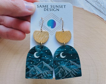 Mountain Earrings, Celestial Jewelry, Boho Earrings for Wedding, Nature Lover Gift, Unique Gifts for Best Friend, Halloween Gifts for Women