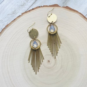 Opalite Earrings, Western Earrings Dangle, Witchy Earrings, Unique Gifts for Daughter, Trendy Jewelry for Teens, Celestial Earrings, Boho