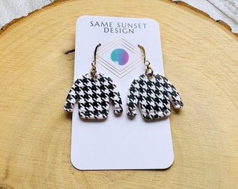 Houndstooth Earrings, Sweater Earrings, 90s Vibes, Unique Gifts for Women Who Have Everything, Best Friend Birthday, Sweet 16 Gift, Hipster