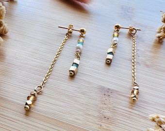 Amazonite Earrings, Post Earrings, Freshwater Pearl Studs Small, Howlite Earrings, Wedding Jewelry, Gemstone Earrings, Boho Chic