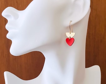 Heart Earrings, Geometric Earrings Dangle, Trendy Jewelry 2024, Boho Jewelry Gifts for Daughter, Galentines Day Gifts, 21st Birthday Gifts