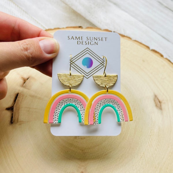 Rainbow Earrings Dangle, Kawaii Earrings, Unique Gifts for Sister Birthday, Trendy Jewelry 2023, Boho Earrings Gold, Teen Girl Gifts