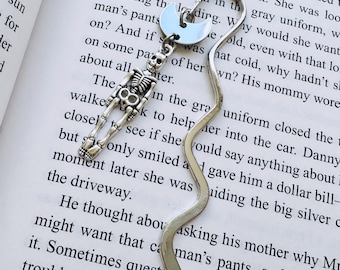 Skeleton Bookmark, Charm Bookmark, Book Lover Gift, Teacher Bookmark, Goth Girl Gifts, Cute Gifts for Friend, Punk Gifts, Metalhead Gifts
