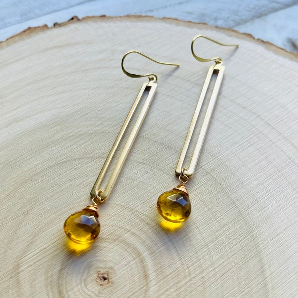 Citrine Earrings Dangle, Solar Plexus Chakra Stones, Mothers Day Gift from Daughter, Boho Earrings for Bride, Trendy Jewelry 2023