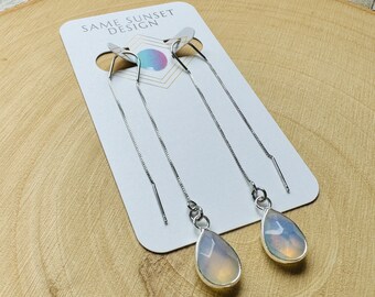 Pendientes de opalita, pendientes de rosca, pendientes occidentales, joyas de boda para novias, estilo bohemio chic, regalo de cumpleaños para esposa, cumpleaños de mejor amiga.