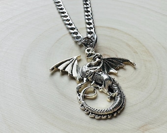 Collar de dragón: cadena de acero inoxidable, joyería punk gótica