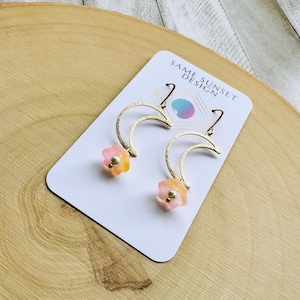 Glazen bloemoorbellen, Fairycore-oorbellen, hemelse sieraden, Witchy, Cottagecore-sieraden, lente-oorbellen, verjaardagscadeau plantenliefhebber