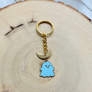 Spöknyckelring, Häxnyckelring, Kawaii Spöke, Unika Gåvor för Kvinnor, Halvmånenyckelring, Kawaii Nyckelring, Ryggsäckstillbehör