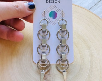 Hex Nut Dangle Earrings: Surgical Steel Punk Goth Jewelry