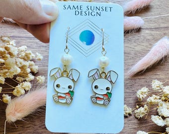 Bunny Earrings, Animal Earrings Gold, Easter Earrings, Cute Earrings, Kawaii Gifts, English Teacher Gift, Coquette Gifts for Friend