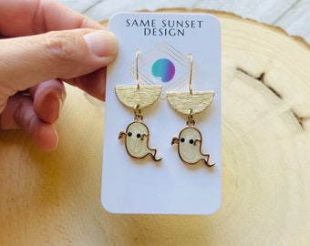Ghost Earrings, Goth Earrings Dangle, Crescent Moon Jewelry,  Witchy Gifts, Unique Gifts for Teenage Girls, Kawaii Jewelry, Halloween