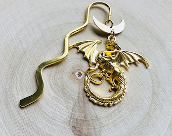 Dragon Bookmark, Charm Bookmark, Bookmark for Women, Book Lover Gift, Dragon Gifts for Teens, Unique Gifts for Teachers, Punk Gifts