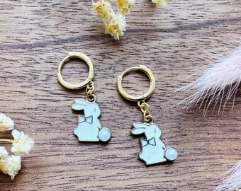 Bunny Earrings, Animal Earrings Gold, Huggie Hoop Jewelry, Easter Earrings, Cute Earrings, Kawaii Gifts, Coquette Gifts for Friend