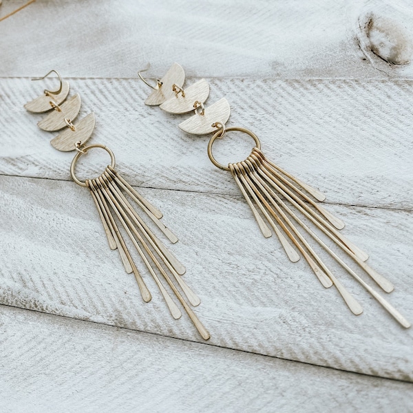 Celestial Earrings Dangle, Geometric Brass Earrings, Boho Earrings, Western Earrings, Witchy Jewelry Earrings, Best Gifts for Mom