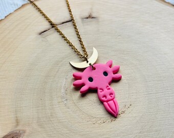 Collier axolotl, collier kawaii, bijoux célestes, bijoux de sorcière, cadeau de fête des mères de sa fille, cadeau d'anniversaire unique pour meilleure amie