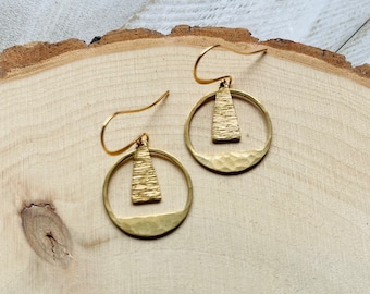 Brass Earrings Dangle, Boho Earrings, Western Earrings Gold, Minimalist Jewelry, Unique Gifts for Sisters, Boho Jewelry Gifts for Daughter