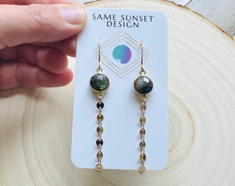 Labradorite Earrings Dangle, Unique Gifts for Women, Birthday Gift Ideas, Birthday Gift for Girlfriend, Wedding Jewelry for Brides, Chic