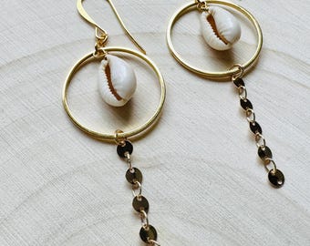 Puka Shell Earrings, Boho Hippie Jewelry, Beachy Jewelry, Wedding Jewelry for Brides, Sweet 16 Gift for Daughter, Unique Gifts for Teachers
