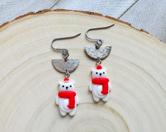 Teddy Bear Earrings, Kawaii Gifts, Winter Earrings Dangle, Tween Jewelry, Coquette Jewelry, Goth Girl Gifts, Christmas Gifts for Aunt