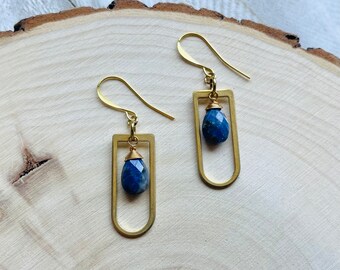 Pendientes de lapislázuli, pendientes de bruja, chakra del tercer ojo, pendientes geométricos colgantes, pendientes de moda para mujer, regalos únicos para tu mejor amiga.