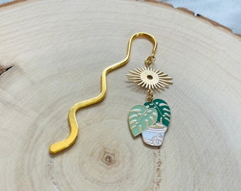 Plant Bookmark, Charm Bookmark, Bookmark for Women, Book Lover Gift, Teacher Bookmark, Monstera Gift, Plant Gifts for Mom, Unique Gifts