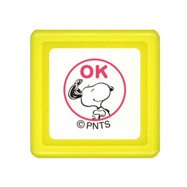 KODOMO NO KAO| Snoopy flying ears ok| ok! | circle| fuchsia pink | Stamp |seal | japan