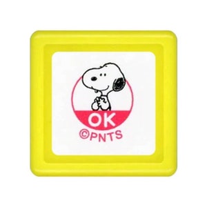 KODOMO NO KAO | Snoopy batendo palmas ok | ok! | círculo | rosa fúcsia | Carimbo | selo | Japão