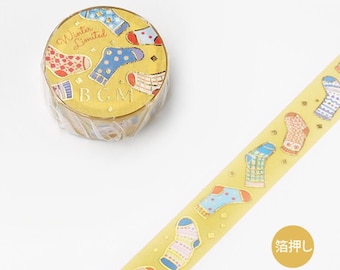 BGM| winter limited| Winter Socks| Foil Stamping | 15mm Washi Tape |masking tape |Washi Paper