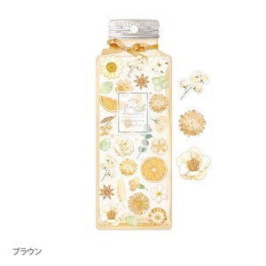 Fleuri aromatique |brun|floral |herbier |Film hologramme argenté |transparent| Sceau |Autocollant