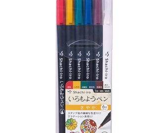 Shachihata| Shachi·iro| Helle Farbe| Sayaka| Japanische traditionelle Farbe | Brush Pen| 6er Set