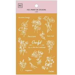 Mu. Golden Flower |Folien-Print-On Sticker| Goldfolie | Rub-On Sticker |Transfer Sticker