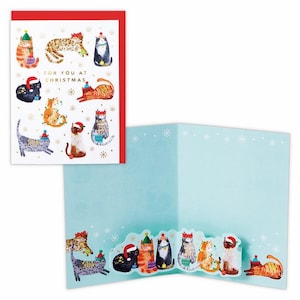 Katze| Kätzchen| warm| Hüte| Weihnachtskarte| Blattgold| aufgehen