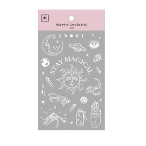 Mu. Silver Night Astrologie| Foil Print-On Stickers| Silberfolie | Rub-On Sticker |Transfer Sticker