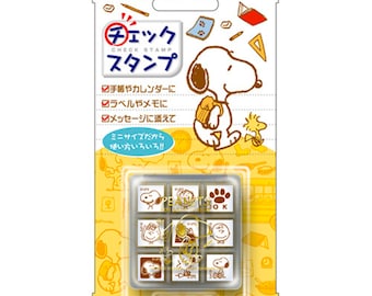 Beverly| Peanuts| Snoopy| Charlie Brown| Lucy| Woodstock| paw| 9pcs| mini| wooden| stamp set