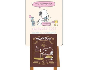 APJ 2027 Snoopy Wooden Clip Mini Desk Calendar  2027| APJ| PEANUTS Snoopy| mini desk size| wooden clip| monthly calendar| schedule| planner