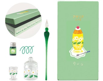 RYU-RYU| Aderia Retro| Wild Flower| Glass Dip Pen Set