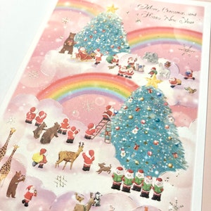 Groeten van Life Inc.| Regenboog| Kerstkaart| bladgoud| reliëf| gevouwen| met envelop