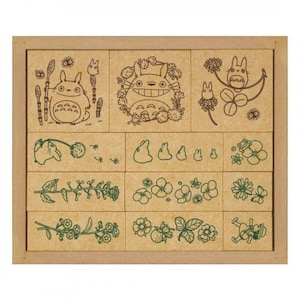 Beverly| Ghibli| My Neighbor Totoro| Kattenbus| Totoro| Seizoen| Bloemen| 12 stuks| houten| stempelset