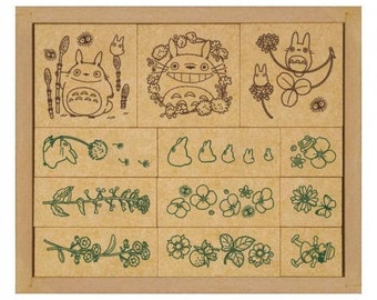 Beverly| Ghibli| My Neighbour Totoro| Cat bus| Totoro| Season| Floral| 12pcs| wooden| stamp set