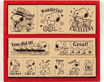 Beverly| Peanuts| Snoopy| Woodstock| English wooden reward stamp| 11pcs| wooden| stamp set