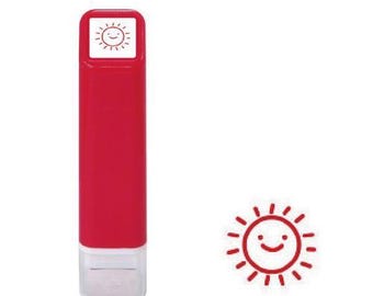 KODOMONOKAO| Smile Sun| Red ink| 6mm| mini stamp| schedule pre-inked stamp
