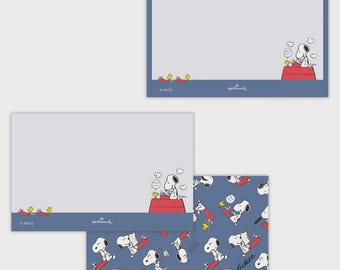 Hallmark| Peanuts| Snoopy| Happiness is Red| TYPEWRITER| 4-Piece Set| Name card size| Mini Message Card Set