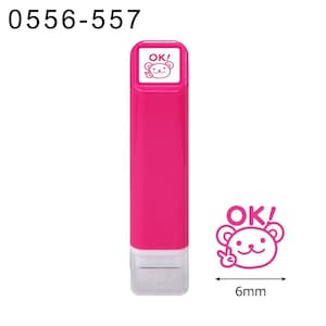 KODOMONOKAO| Bear OK!| Tinta rosa| 6 mm| mini carimbo| carimbo pré-entintado com agendamento