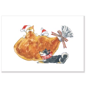 Société active| Shiba-inu| baguette| Noël| Carte postale
