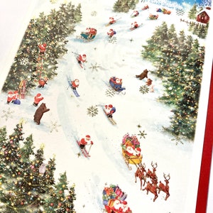 Greeting Life Inc.| Skiing| Christmas card| gold leaf| embossed| folded| with envelope