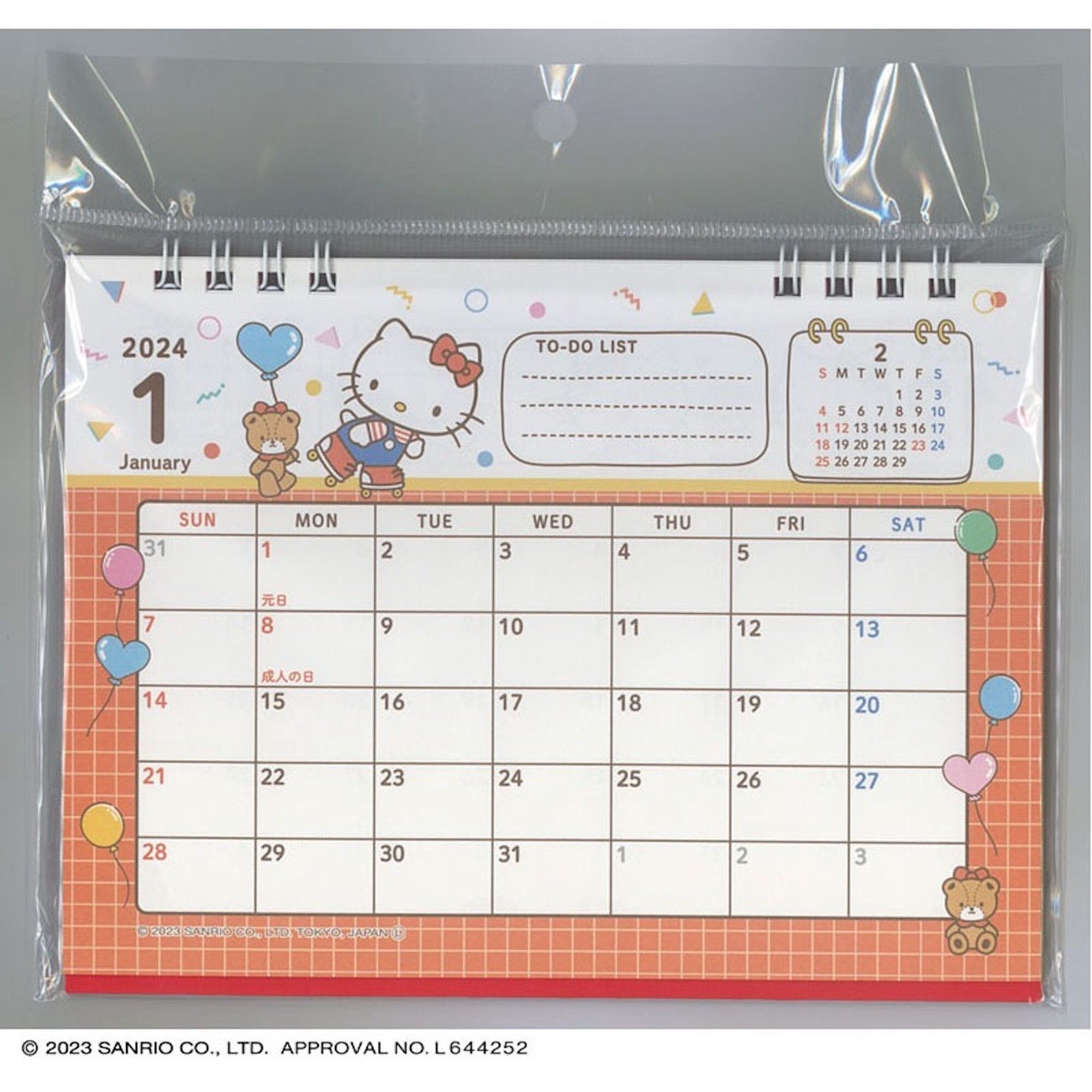 Sanrio Hello Kitty Écriture Calendrier Mural Agenda 2024 Japon