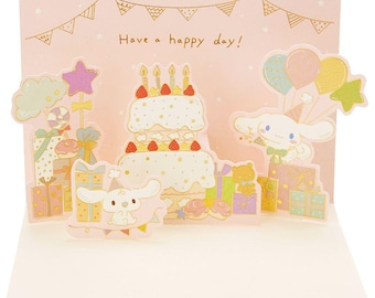 Sanrio| Cinnamoroll| Cake| Party| Birthday| Celebration| gold foil| pop up| Greeting Card| 3D