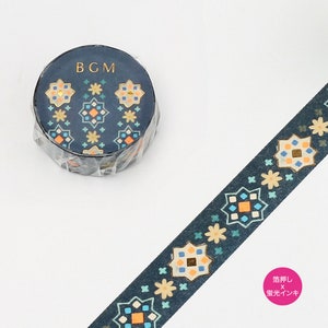 Achtergrondmuziek| Caleidoscoop | fluorescerend | Foliedruk | Washi-tape 15 mm | Afplaktape | Washi-papier