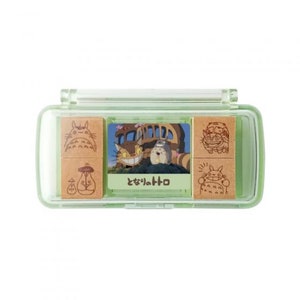 Beige | Mein Nachbar Totoro| Katzenbus| Ghibli | 4Stk.| aus Holz | Mini Stempelkissen Set