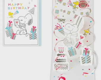 Hallmark| Peanuts| Snoopy| Celebrate with a Cracker| Birthday card| 3D card| gold foil